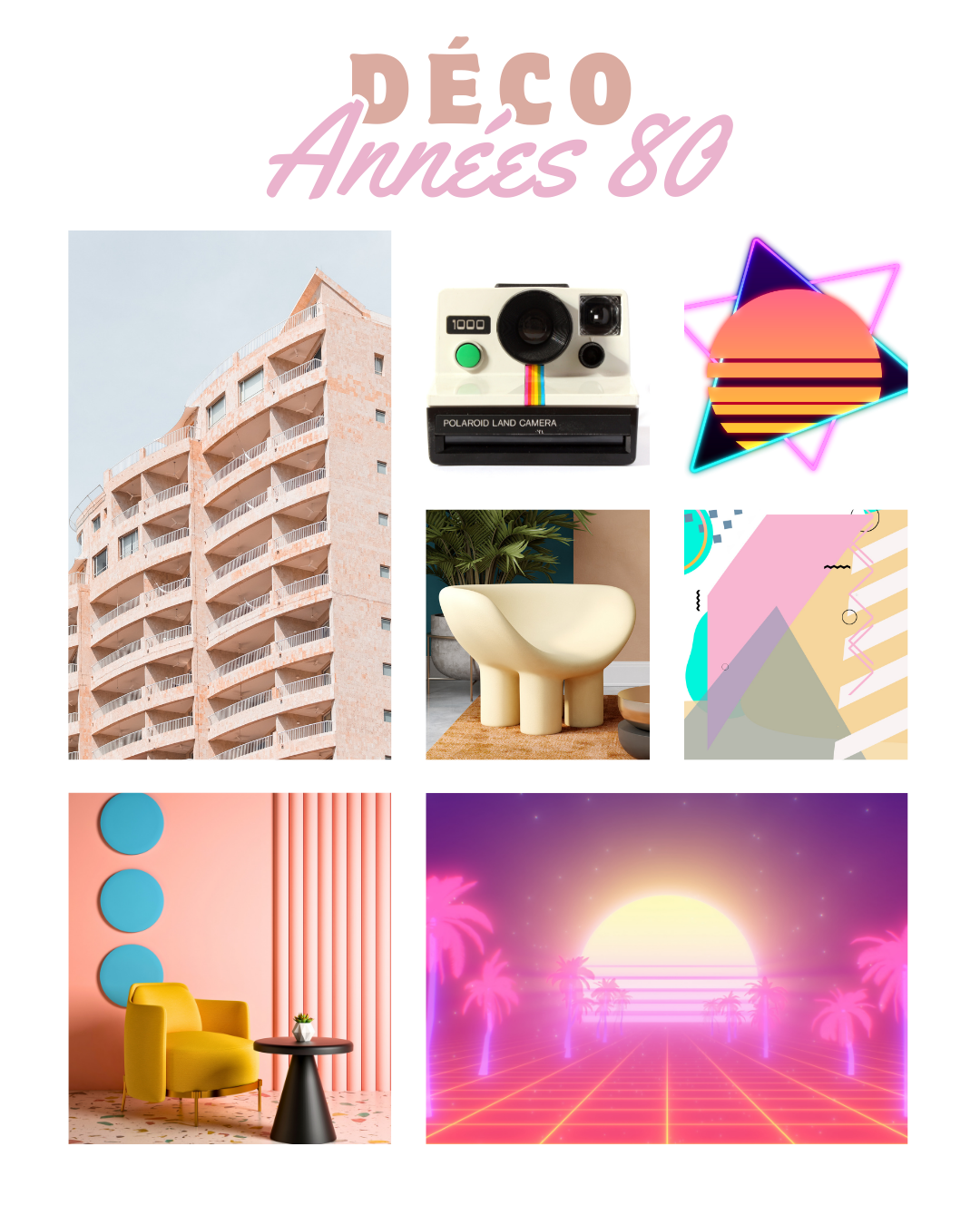 moodboard décoration d'intérieur vintage inspirations années 80