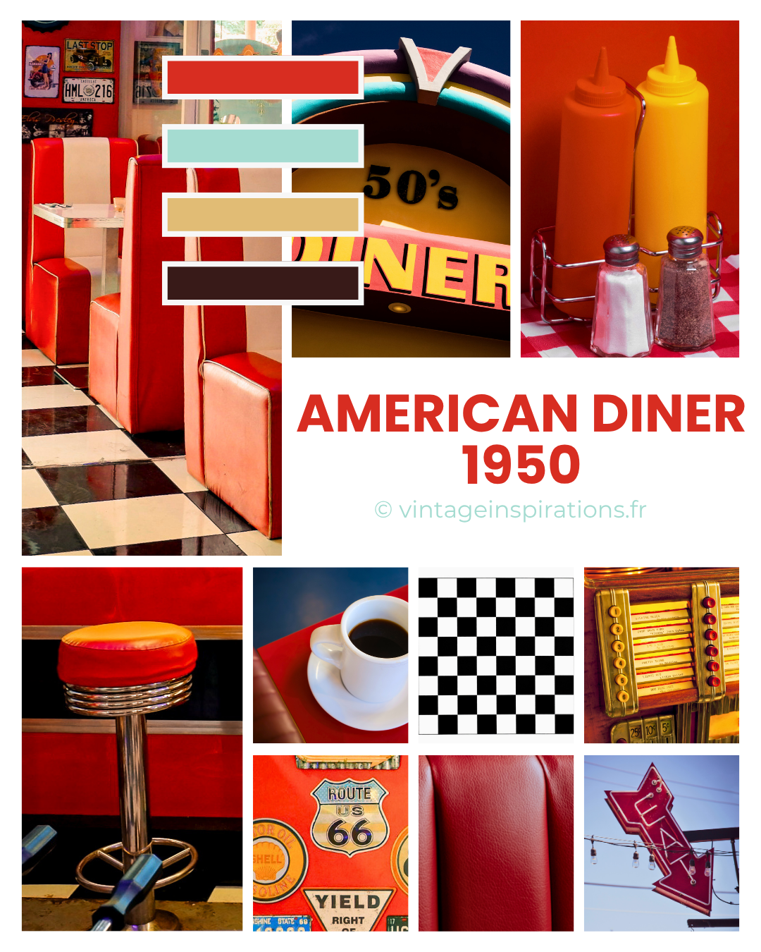 moodboard vintage american diner 50's