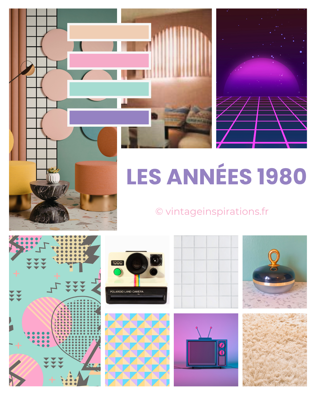 moodboard déco vintage 1980