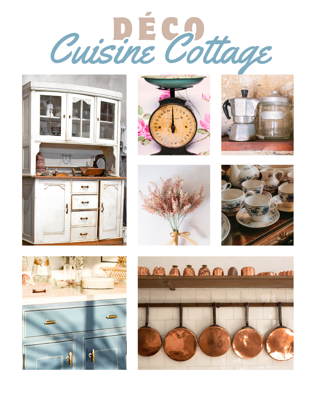 Moodboard déco cuisine cottage par vintageinspirations.fr