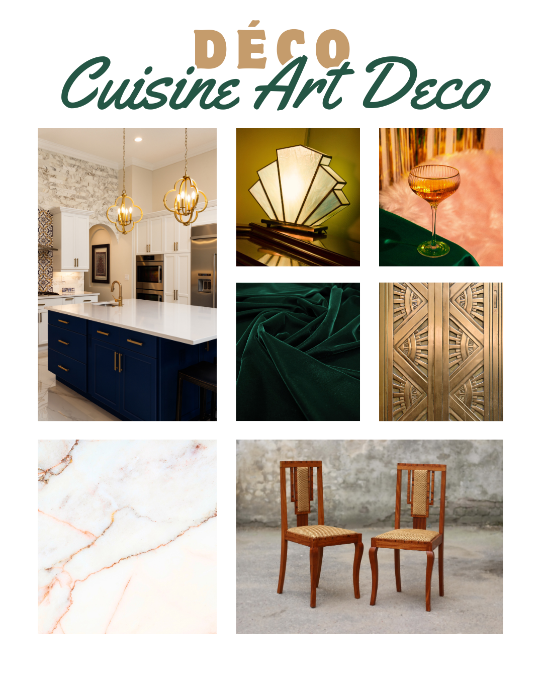 Moodboard déco cuisine art déco par vintageinspirations.fr