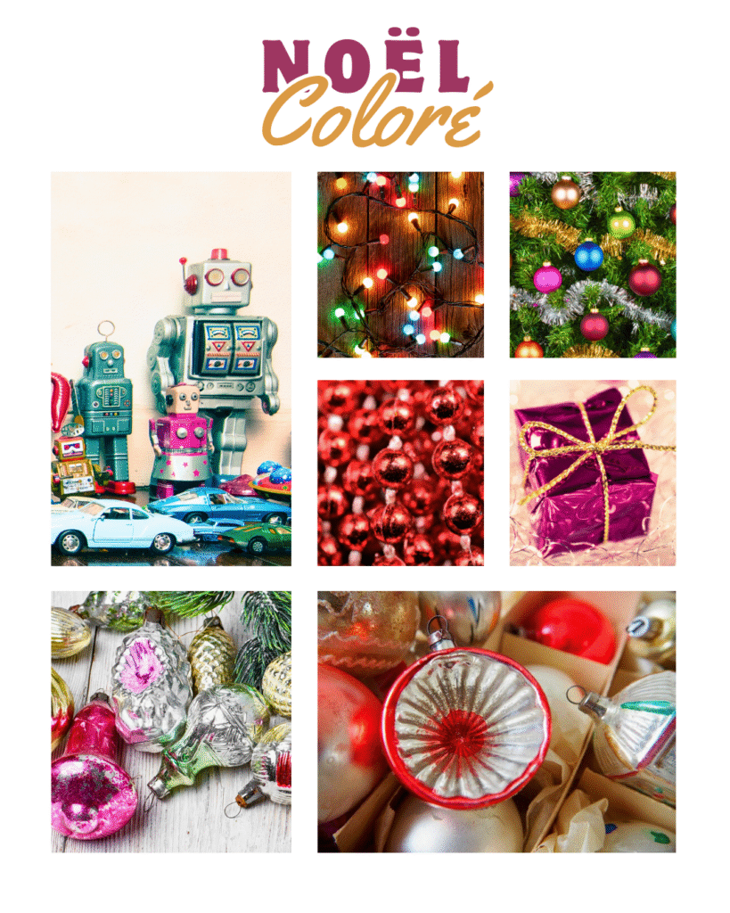 moodboard déco de Noël colorée