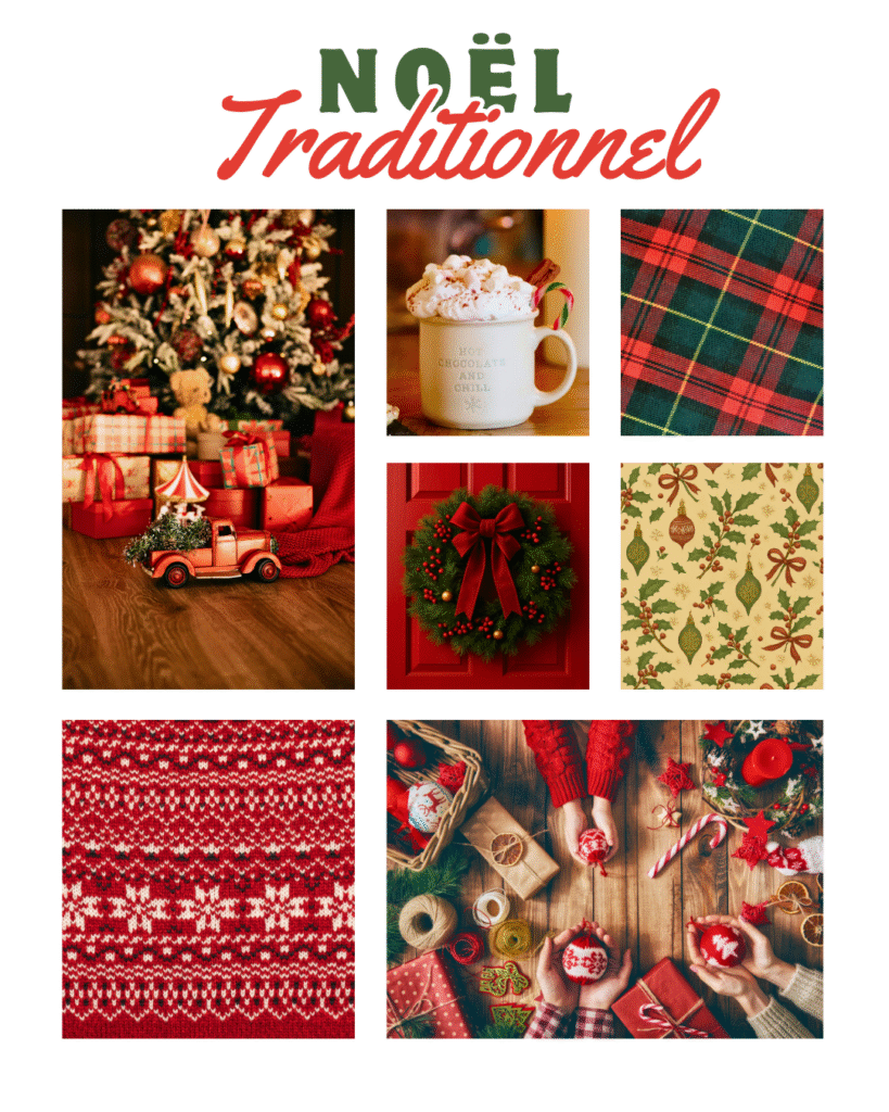 moodboard déco de Noël vintage traditionnel