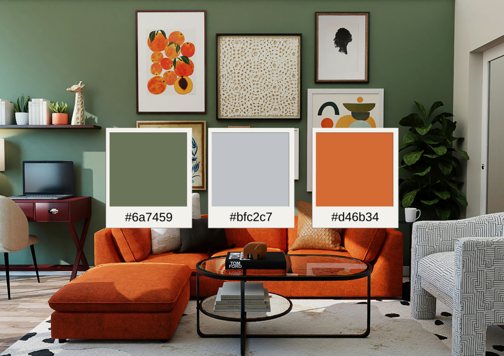déco orange et vert sauge